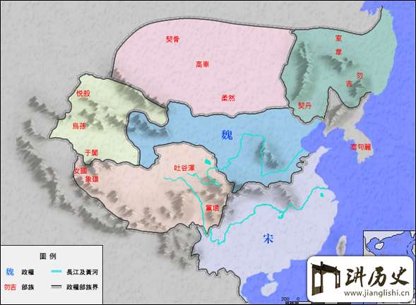 南北朝地图——中国古代南北朝地图